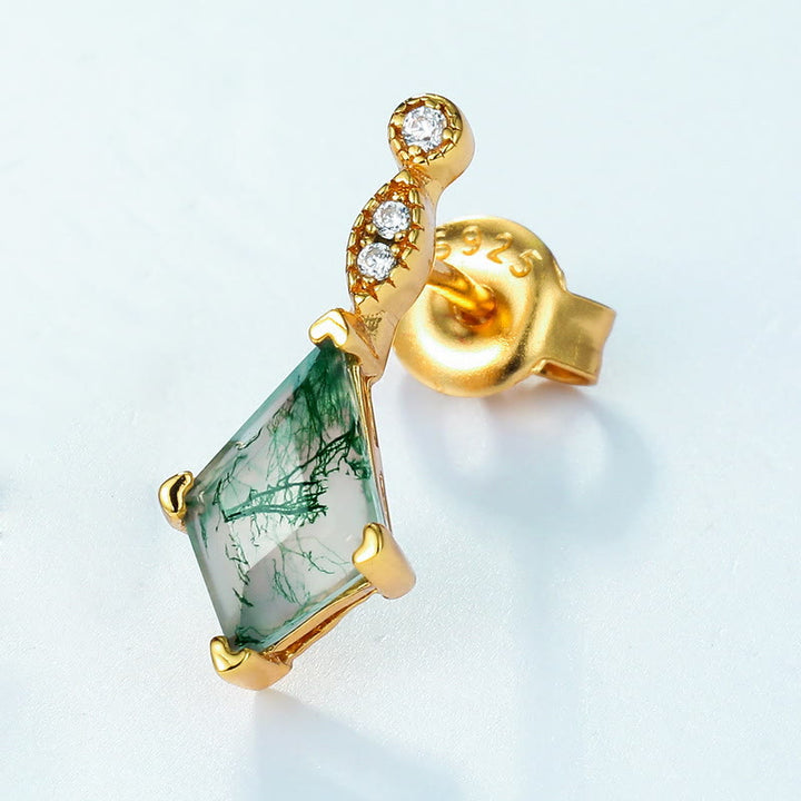 Ensemble de bijoux Olivenorma 4 pièces en agate mousse et zircon blanc