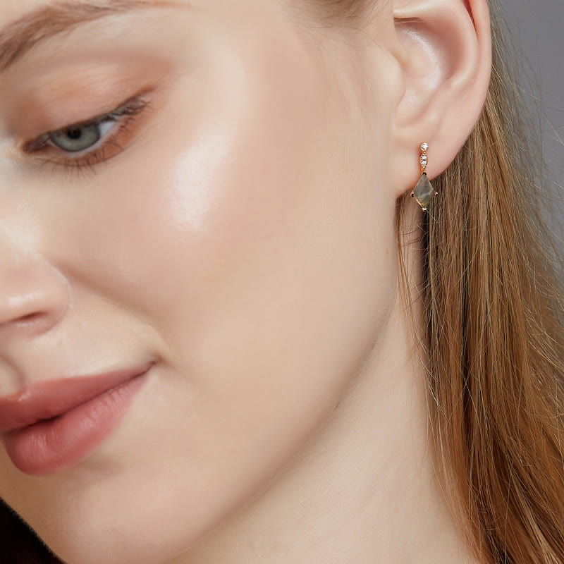 Ensemble de bijoux Olivenorma 4 pièces en agate mousse et zircon blanc