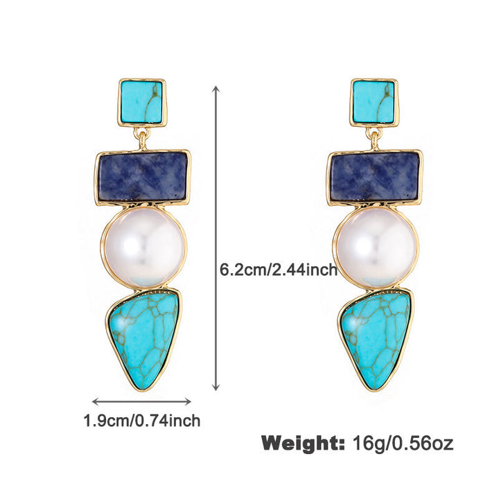 Ensemble de bijoux avec pendentif en sodalite bleue et perle turquoise irrégulière Olivenorma