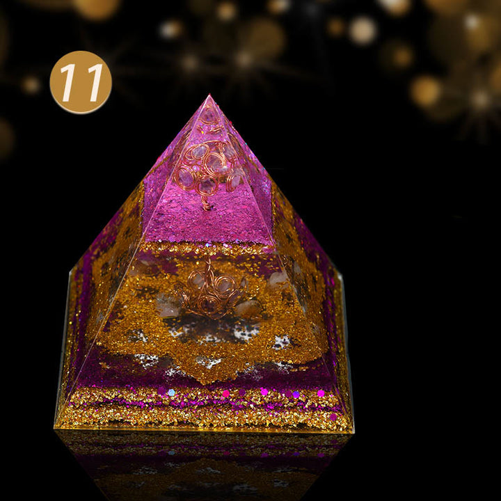 Pyramide d'orgone en cristal naturel Olivenorma en bobine de cuivre