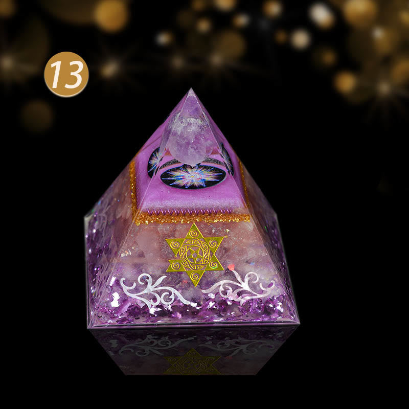 Pyramide d'orgone de protection intégrale en cristal naturel Olivenorma