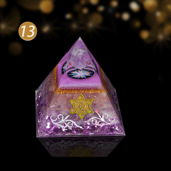 Pyramide d'orgone de protection intégrale en cristal naturel Olivenorma