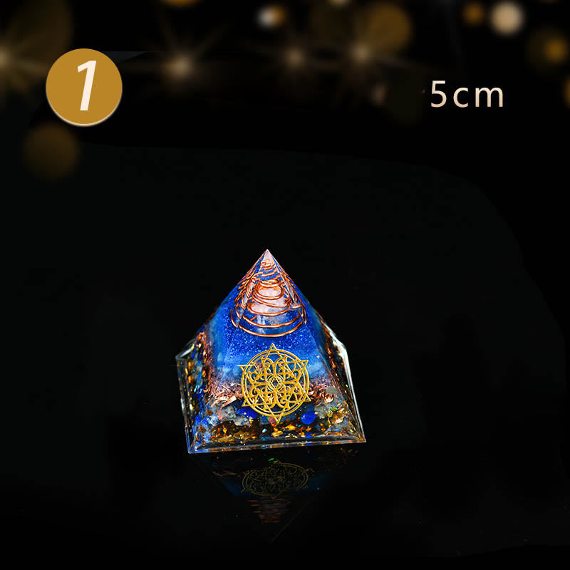Pyramide d'orgone en cristal transparent aventurine bleue Olivenorma 5-15 cm