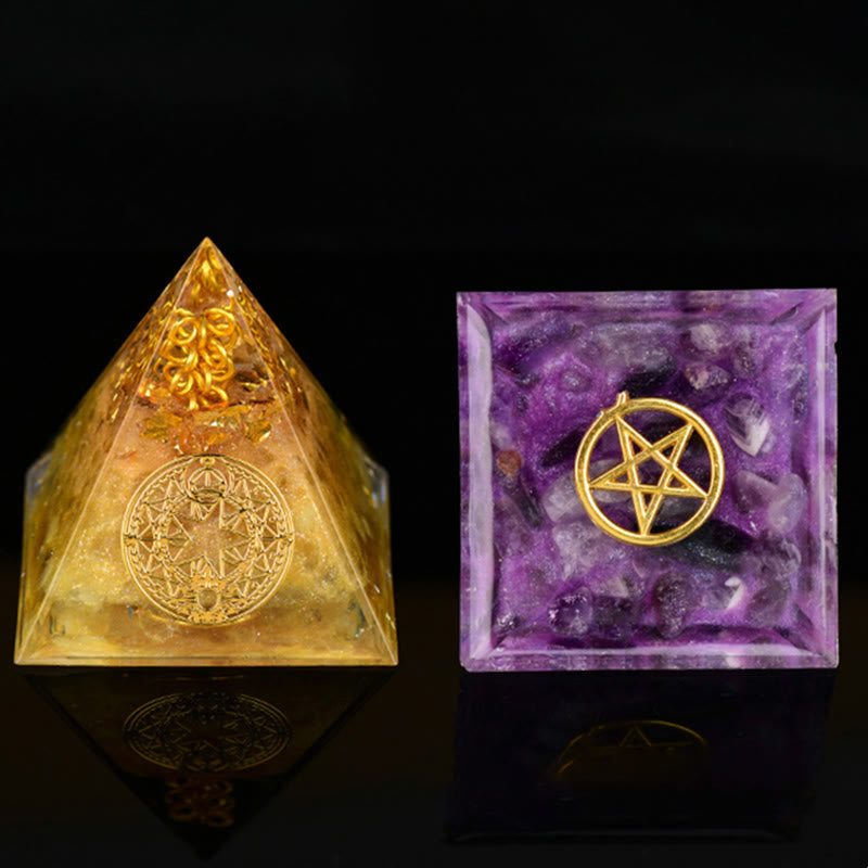 Pyramide énergétique orgonite en pierre brute de cristal Olivenorma de 5 cm