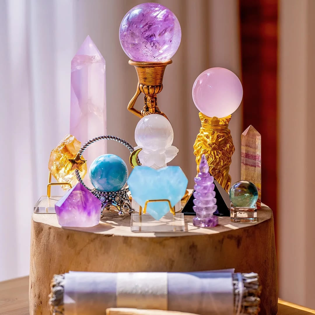 Ensemble de cristaux décoratifs personnalisés en améthyste Olivenorma