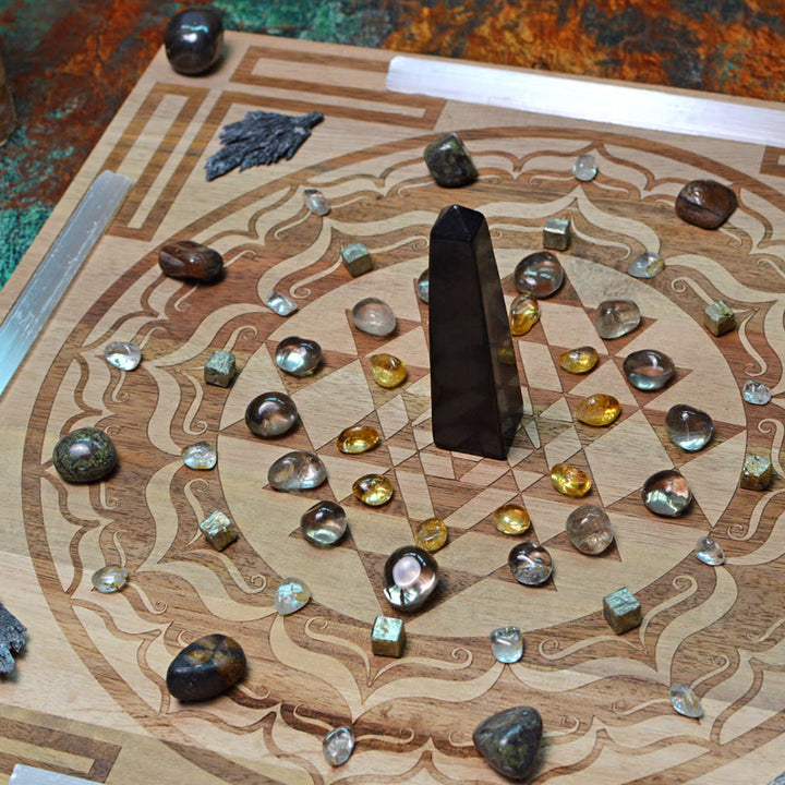 Gamme de cristaux de symboles de la fleur de vie de 65 pierres originales Olivenorma