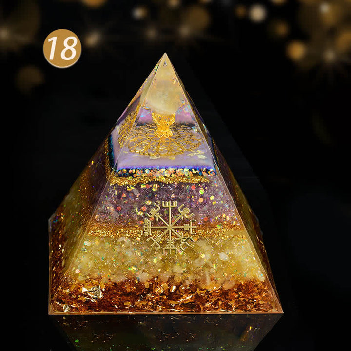 Boule de cristal d'énergie de chakra Olivenorma, pyramide d'orgone