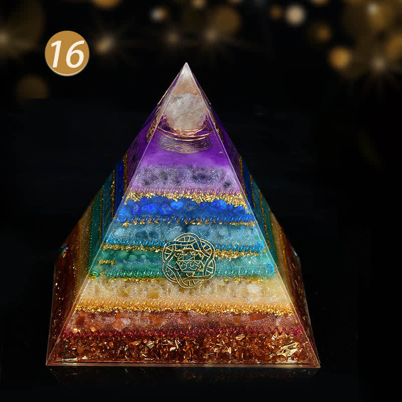 Boule de cristal d'énergie de chakra Olivenorma, pyramide d'orgone
