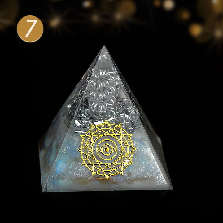 Pyramide énergétique orgonite en pierre brute de cristal Olivenorma de 5 cm