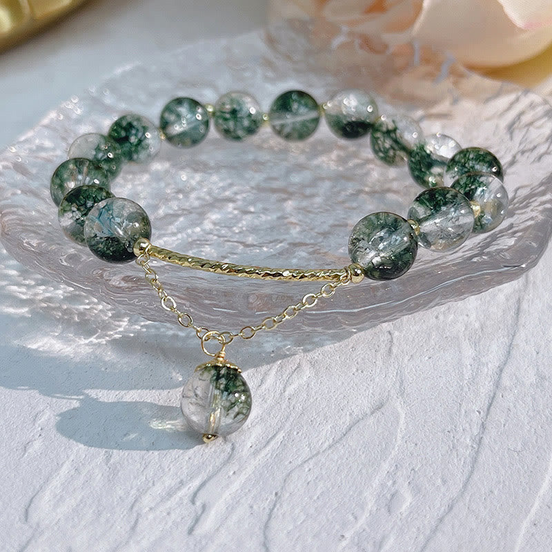 Bracelet de guérison en quartz fantôme vert Olivenorma « Heart Space »