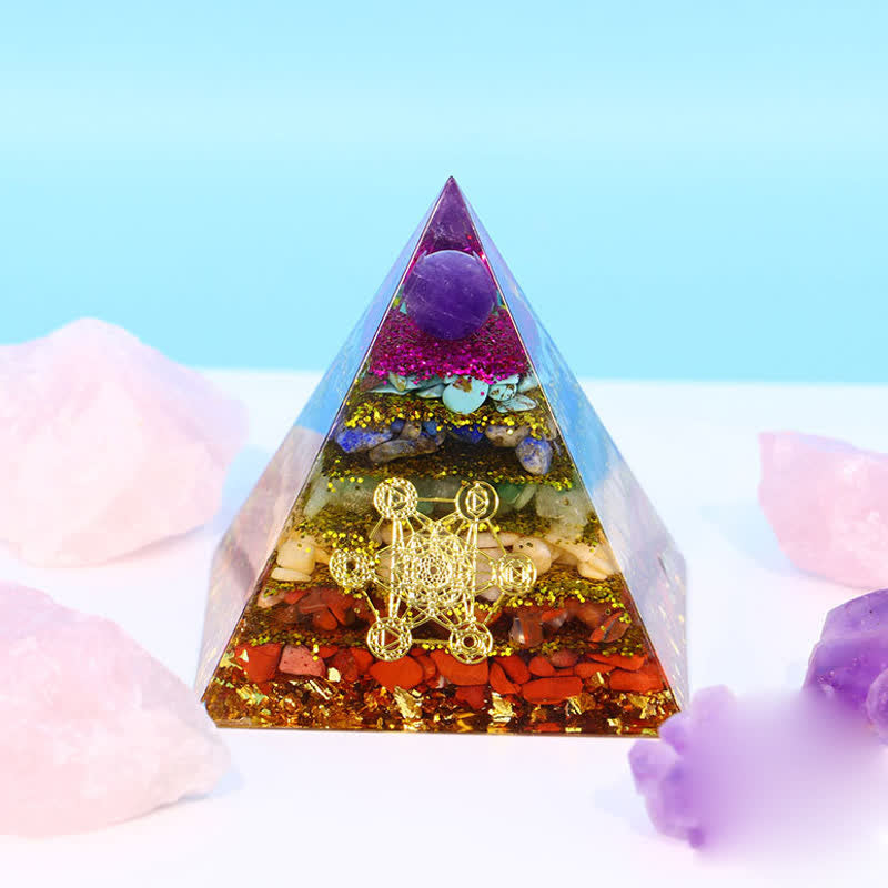 Pyramide d'orgone du cube de Métatron du chakra Olivenorma