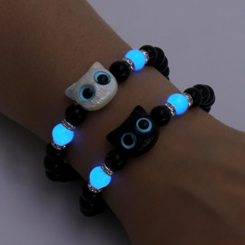 Olivenorma 1 bracelet de perles avec pendentif en forme de chat mignon et lumineux