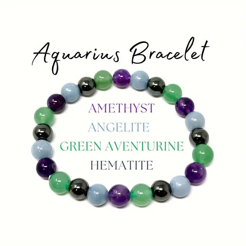 Bracelet signe du zodiaque en perles de pierre naturelle fait main Olivenorma 1 pièce