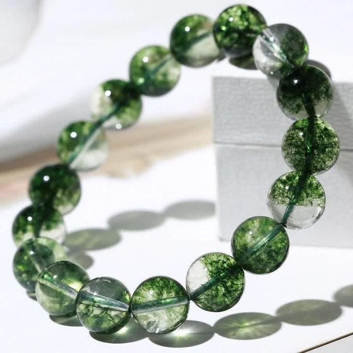 Bracelet en perles de quartz fantôme vert Olivenorma 6-14 mm