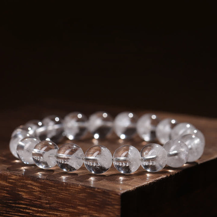 Bracelet en perles de quartz fantôme blanc Olivenorma 7-19 mm