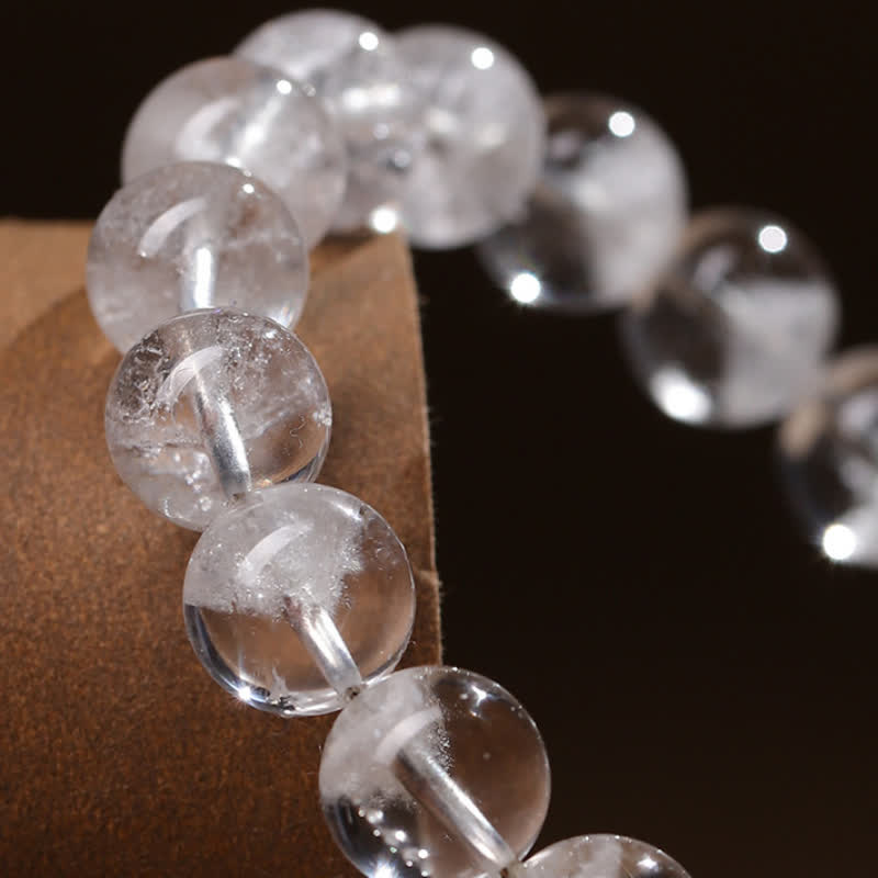 Bracelet en perles de quartz fantôme blanc Olivenorma 7-19 mm