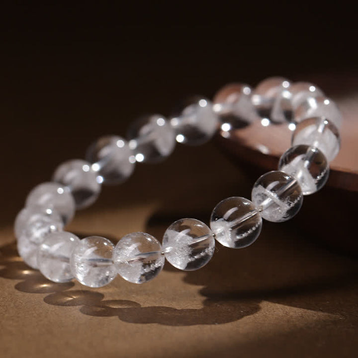 Bracelet en perles de quartz fantôme blanc Olivenorma 7-19 mm