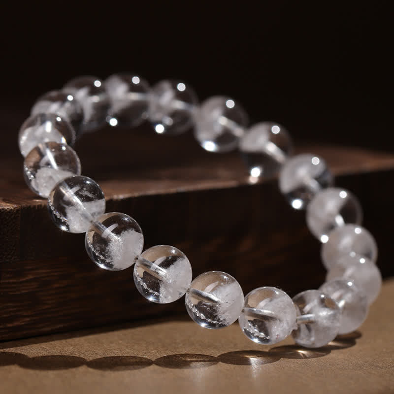 Bracelet en perles de quartz fantôme blanc Olivenorma 7-19 mm