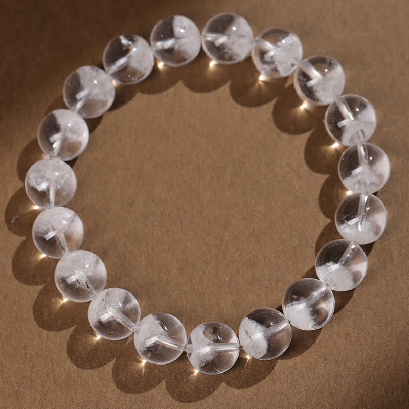 Bracelet en perles de quartz fantôme blanc Olivenorma 7-19 mm