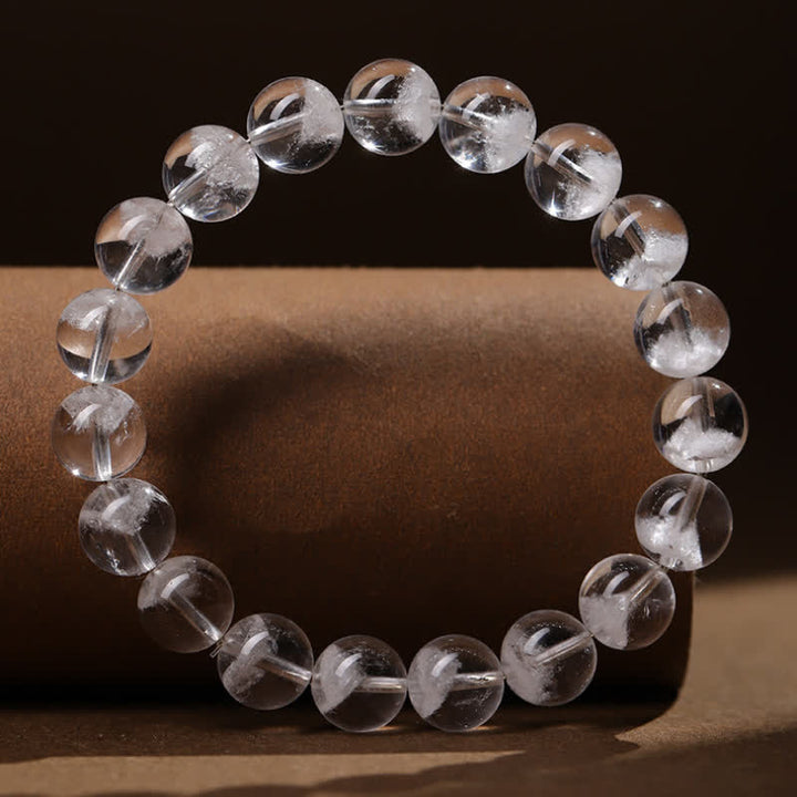 Bracelet en perles de quartz fantôme blanc Olivenorma 7-19 mm