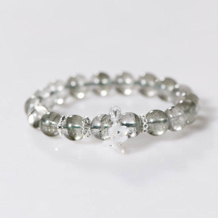 Bracelet en perles de quartz fantôme vert Olivenorma de 10 mm