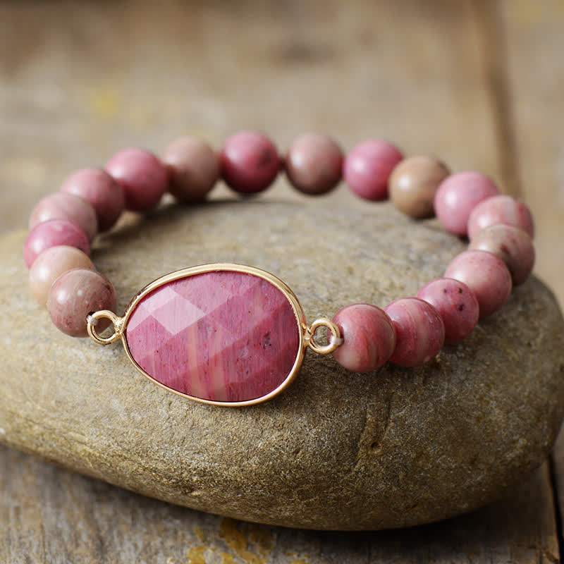 Bracelet en perles d'œil de tigre en rhodochrosite naturelle Olivenorma