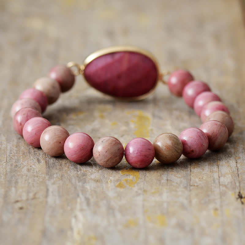 Bracelet en perles d'œil de tigre en rhodochrosite naturelle Olivenorma
