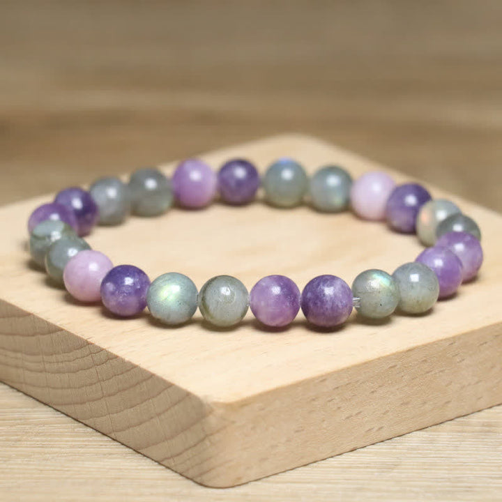 Bracelet pour femme en perles de lépidolite et pierre de lune naturelle Olivenorma