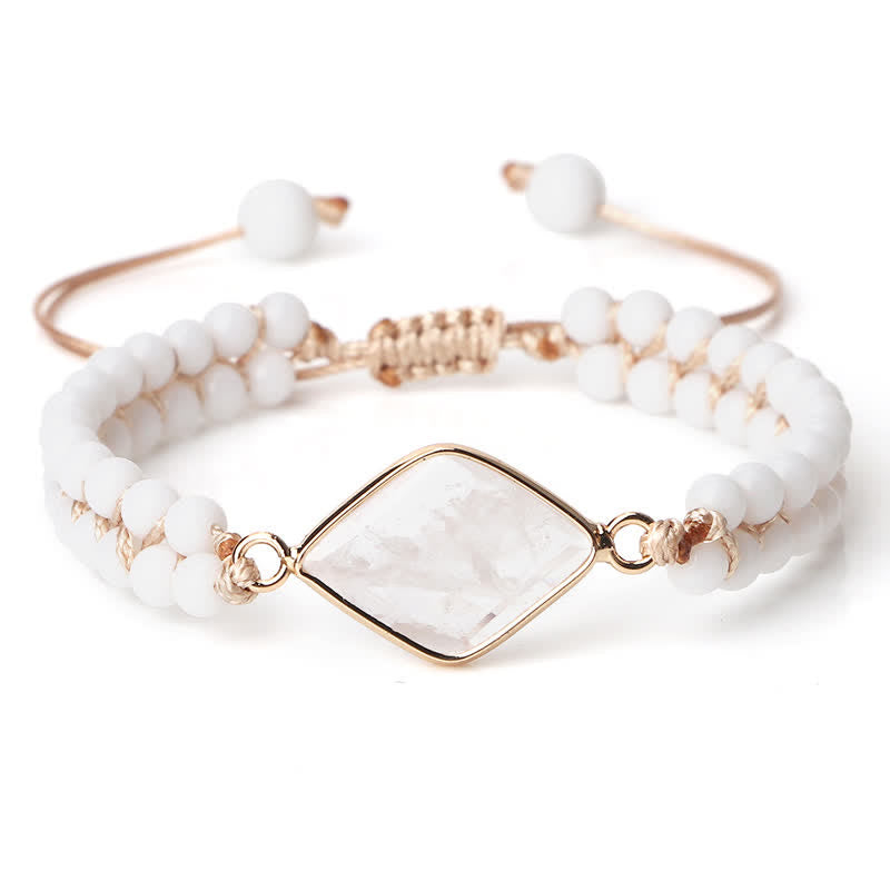 Bracelet tressé à double rangée de perles en pierre naturelle Olivenorma