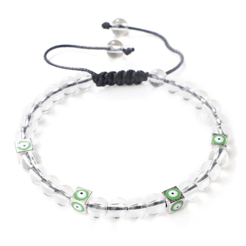 Bracelet tressé en perles de cristal naturel contre le mauvais œil Olivenorma