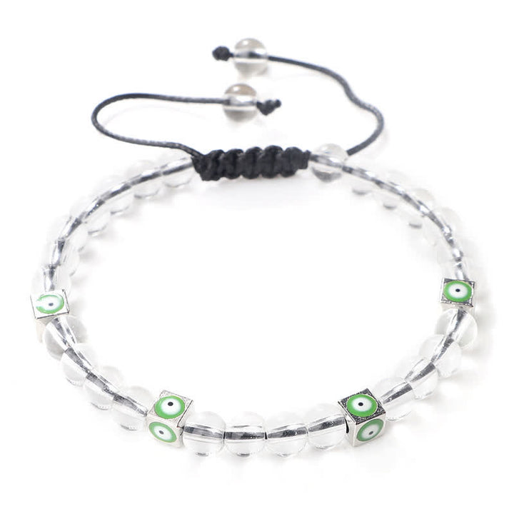 Bracelet tressé en perles de cristal naturel contre le mauvais œil Olivenorma