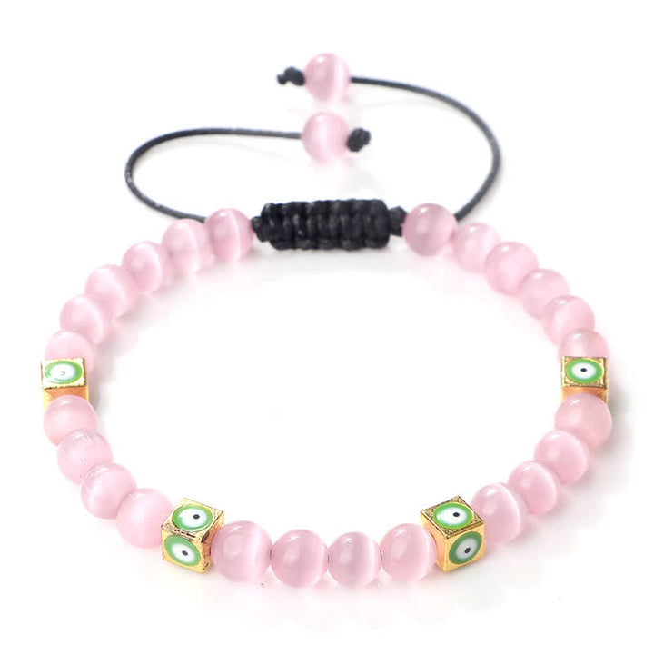 Bracelet tressé en perles de cristal naturel contre le mauvais œil Olivenorma