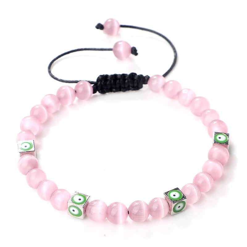 Bracelet tressé en perles de cristal naturel contre le mauvais œil Olivenorma