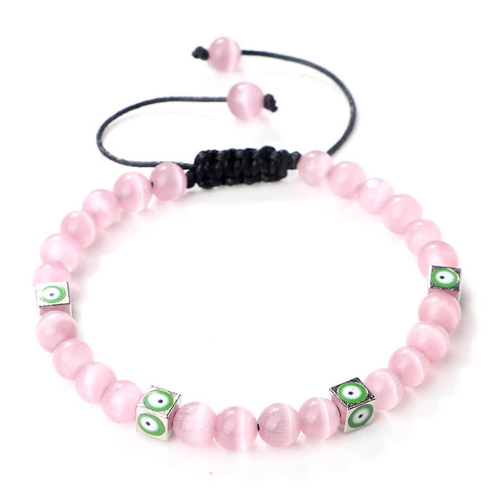 Bracelet tressé en perles de cristal naturel contre le mauvais œil Olivenorma