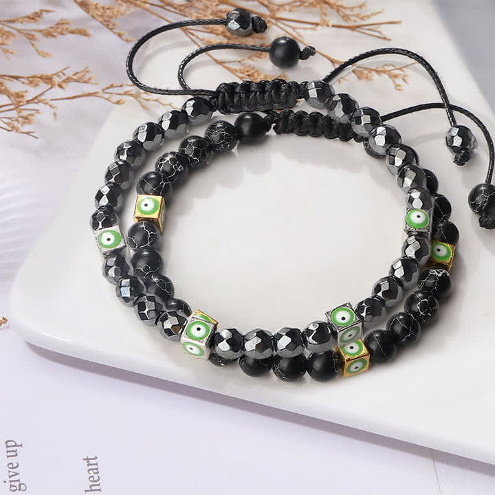 Bracelet tressé en perles de cristal naturel contre le mauvais œil Olivenorma