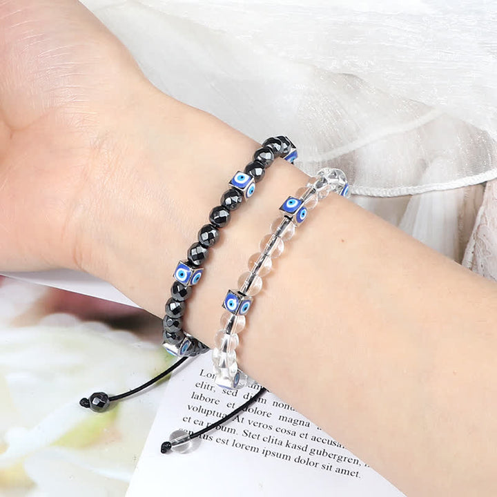 Bracelet tressé en perles de cristal naturel contre le mauvais œil Olivenorma