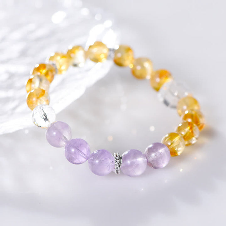 Bracelet Olivenorma en perles d'améthyste et de citrine de 9,5 mm