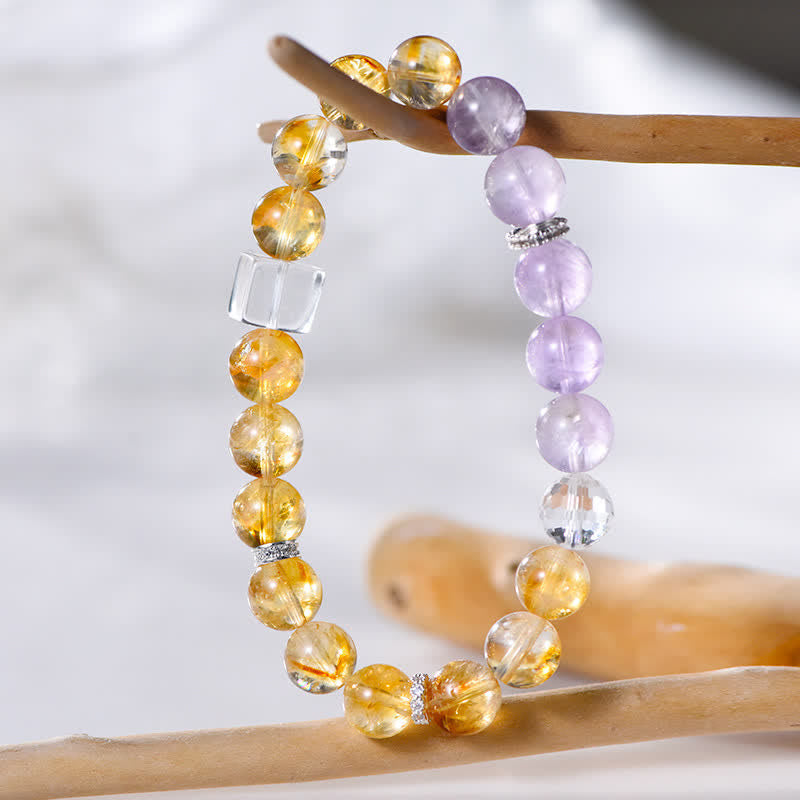 Bracelet Olivenorma en perles d'améthyste et de citrine de 9,5 mm
