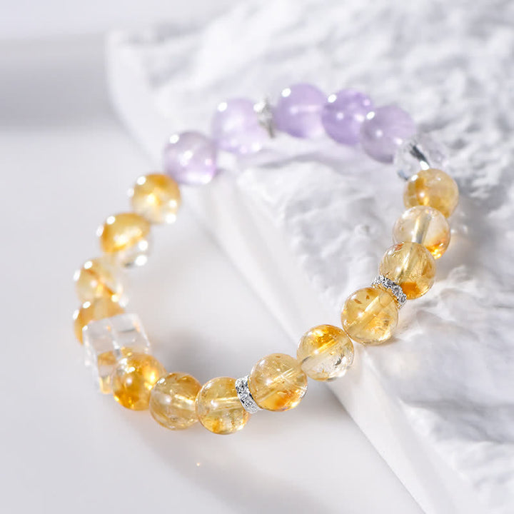 Bracelet Olivenorma en perles d'améthyste et de citrine de 9,5 mm