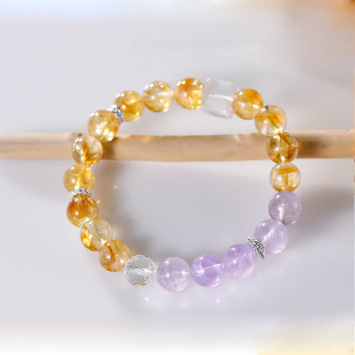 Bracelet Olivenorma en perles d'améthyste et de citrine de 9,5 mm