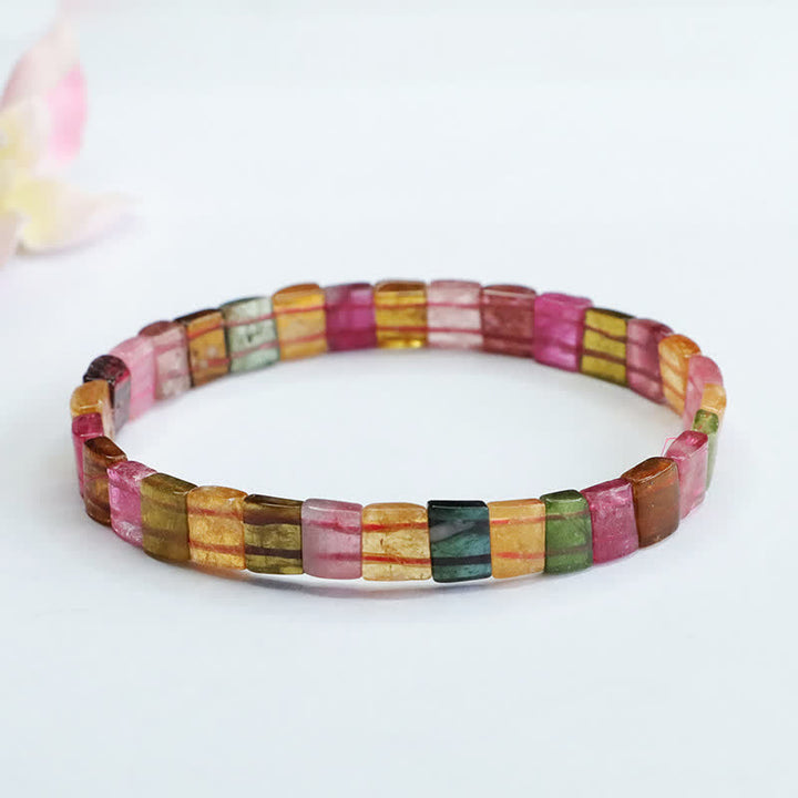 Bracelet de perles carrées en tourmaline naturelle Olivenorma