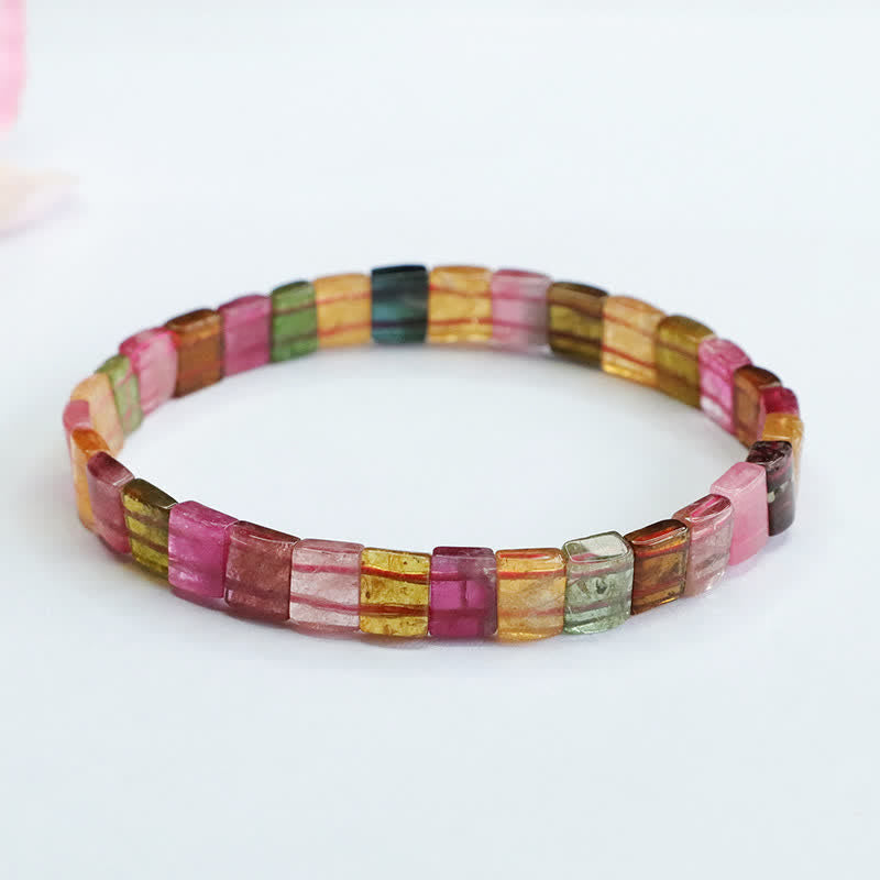 Bracelet de perles carrées en tourmaline naturelle Olivenorma