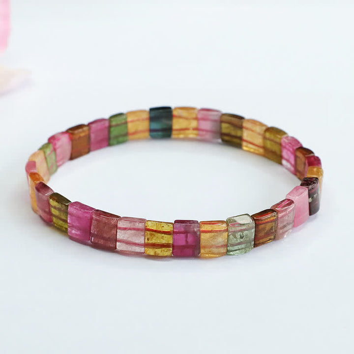 Bracelet de perles carrées en tourmaline naturelle Olivenorma