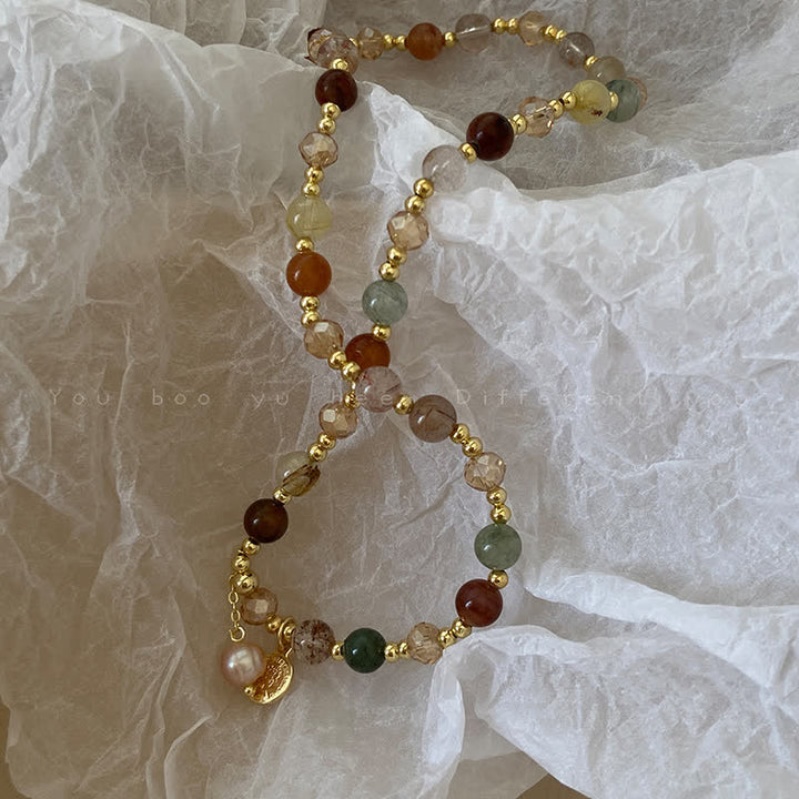 Bracelet double en perles d'eau douce en cristal naturel Olivenorma