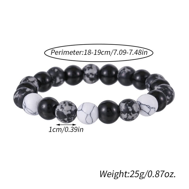 Bracelet en perles turquoise blanches en obsidienne flocon de neige de 10 mm Olivenorma