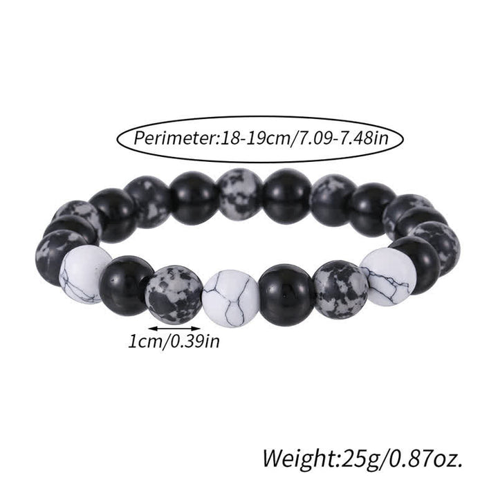 Bracelet en perles turquoise blanches en obsidienne flocon de neige de 10 mm Olivenorma