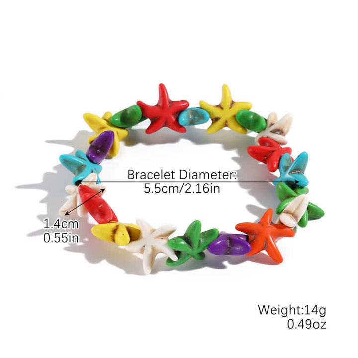 Bracelet de plage avec pendentif tortue étoile de mer turquoise blanche Olivenorma