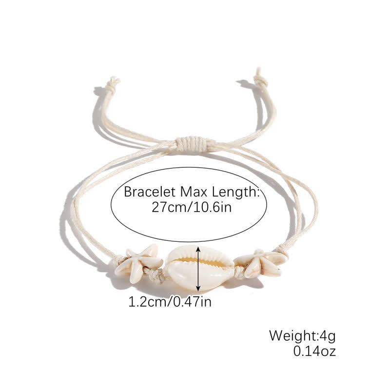 Bracelet de plage avec pendentif tortue étoile de mer turquoise blanche Olivenorma