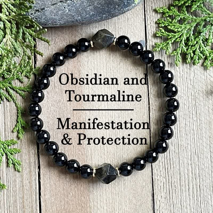 Bracelet en perles d'obsidienne Olivenorma de 8 mm