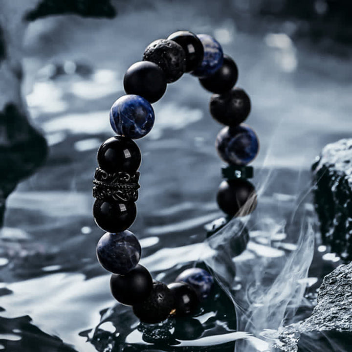 Bracelet en perles de cristal naturel « Lord Black Warrior » Olivenorma